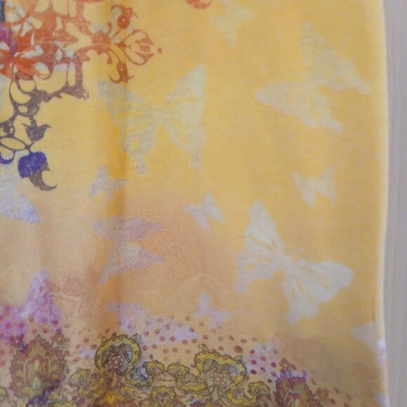 Vintage Y2K butterfly print short sleeve top rhinestone bling accents size XL - Picture 4 of 5